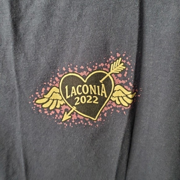 Laconia Bike Week 2022 women's tank top size L navy heart roses NH motorcycles - Picture 3 of 7